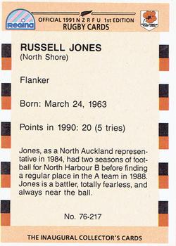 1991 Regina NZRFU 1st Edition #76 Russell Jones Back